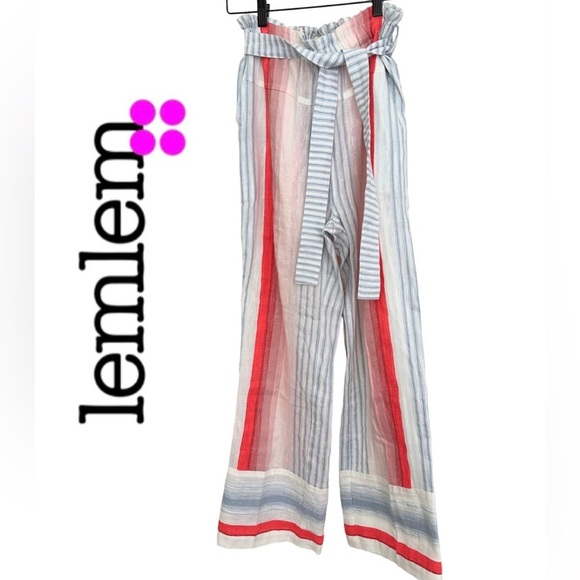 Designer Lemlem Small Wide Legs Striped Lightweight Beach Cover up Summe…